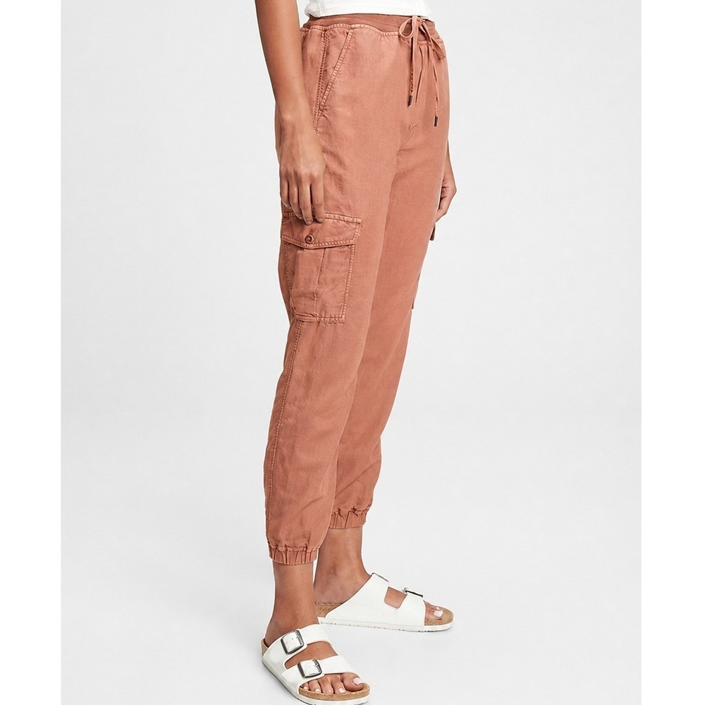 Gap Cargo Jogger Pants Penny Beige Linen Cotton Blend Size Small